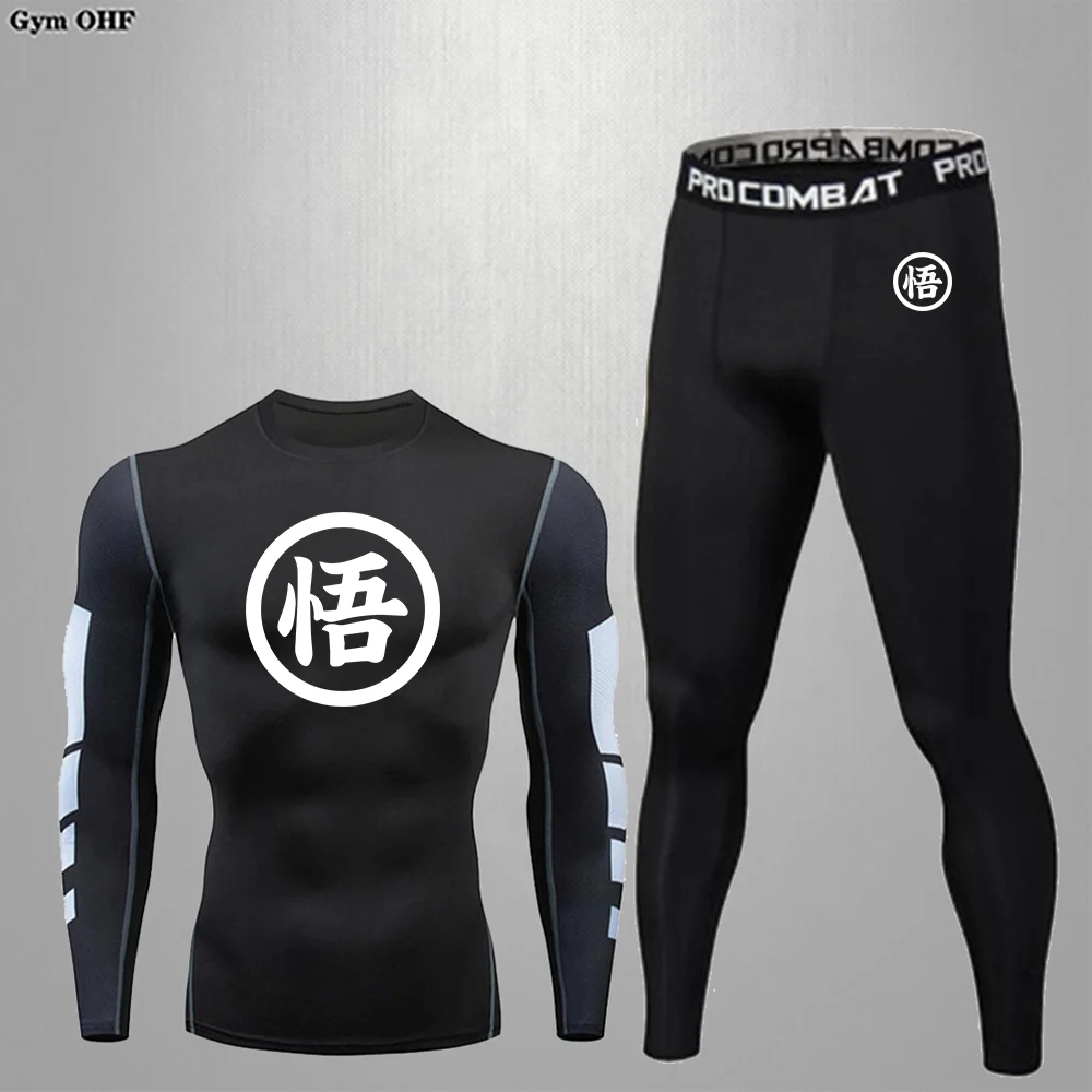 Compression Training Set Running Fast Drying Compression Clothes Autumn Sports T-shirts Fitness Badminton Training Clothes 2