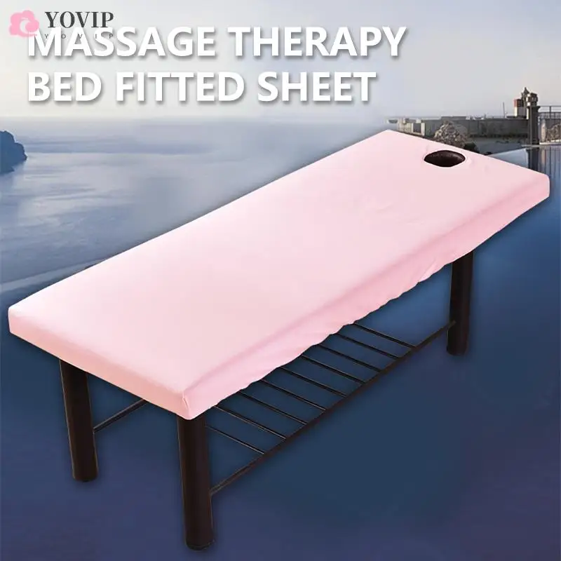 

1pc Massage Table Bed Fitted Sheet Elastic Full Cover Rubber Band Massage SPA Treatment Bed Cover With Face Breath Hole