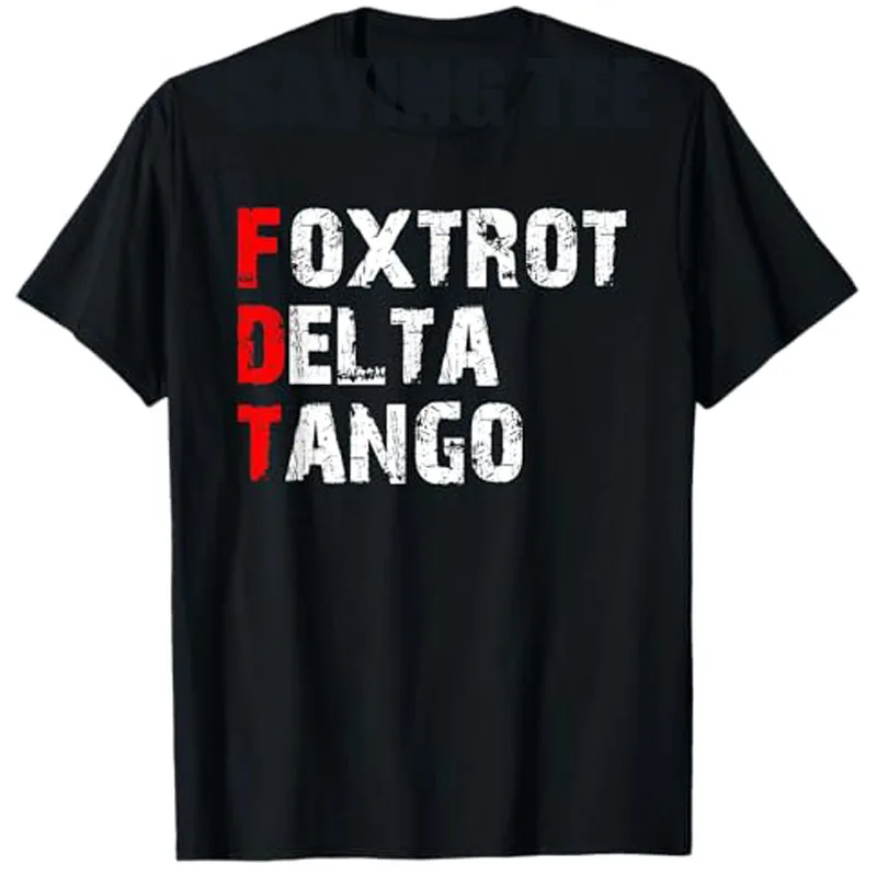 Foxtrots Delta Tangos Lustige Foxtrots Delta Tangos T-Shirt Buchstaben Gedruckt Spruch T-Shirt Grafik Outfit Kurzarmblusen Y2k Top