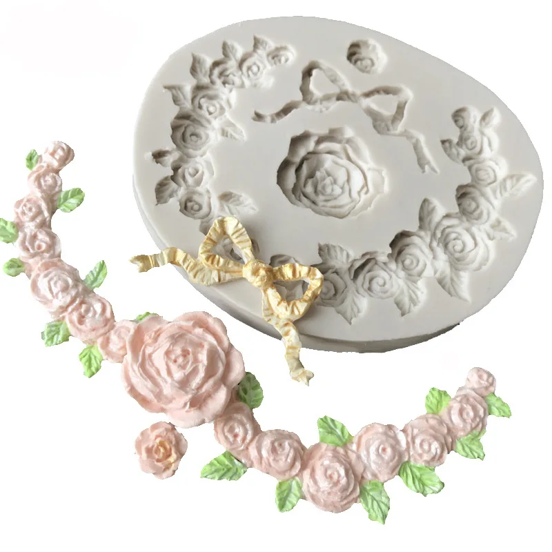 

3D Baroque Petal Silicone Mold Fondant Chocolate Embossed Flower Wreath Carved Baking Tools Cake Decorative Plaster Resin Mould