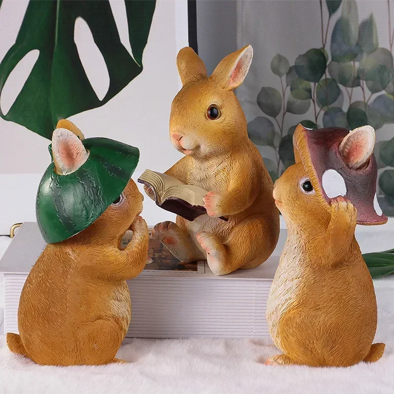 

Rabbit Statue Decor Fairy Garden Bunny Figurines Outdoor Animals Decoration for Home Garden Patio Cafe Gifts Christmas Halloween