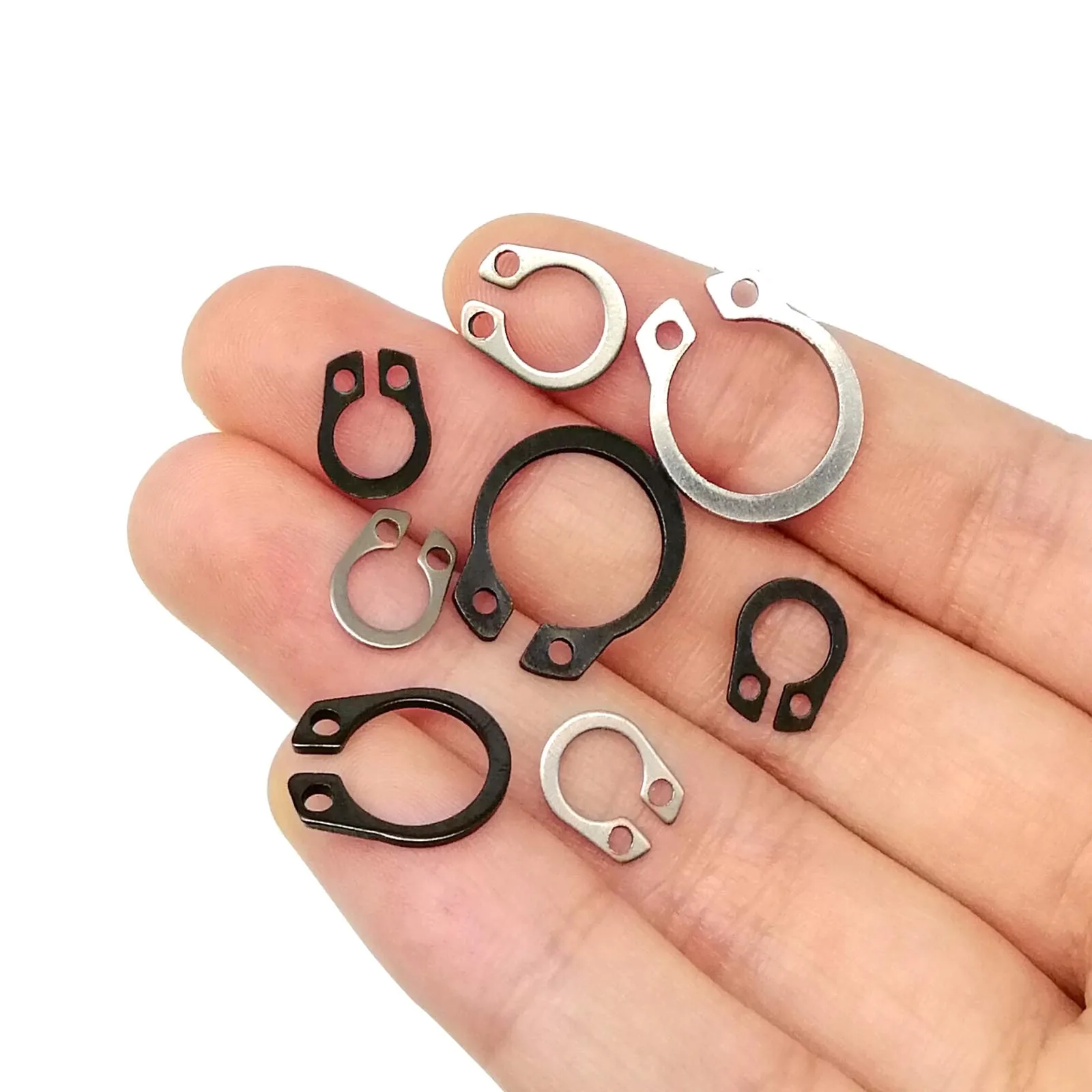 1 Set Mix M5 to M20 Assortment Kit Shaft Bearing Retaining Clip Snap Ring C Type External Circlip Stainless Steel Black 65mn retaining clip