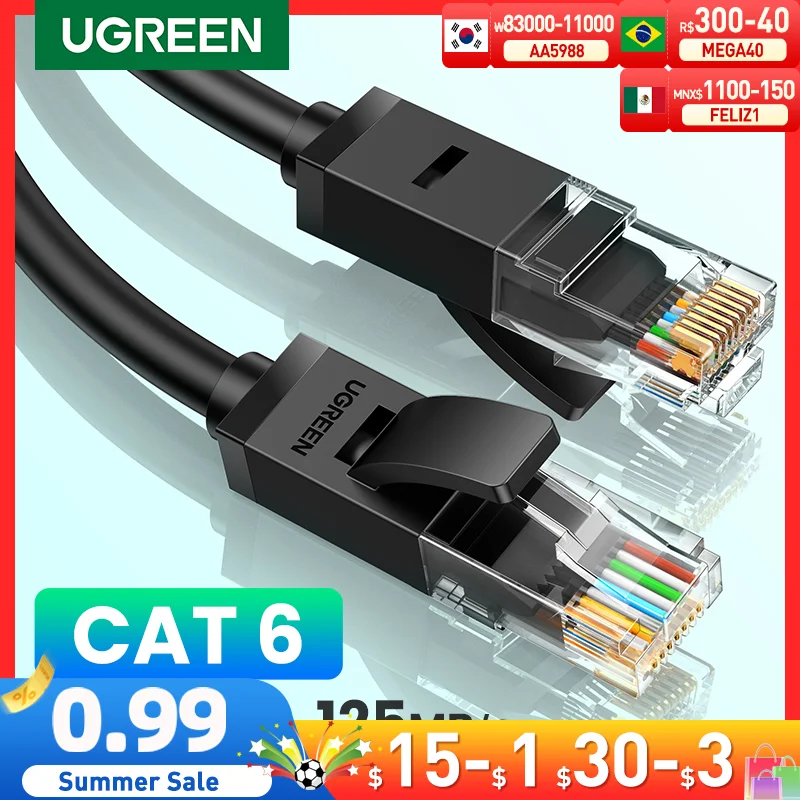 UGREEN Ethernet кабель Cat6 гигабитный высокоскоростной Интернет Кабель 1000Mbps RJ45 экранированный сетевой шнур для ПК PS5 PS4 PS3 Xbox