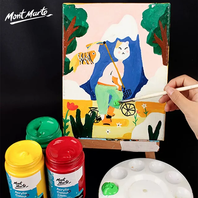 MONT MARTE Signature Vernice acrilica colorata 300 ml, finitura semi opaca per tela, legno, tessuto, pelle, cartone, carta, MDF artigianale 5