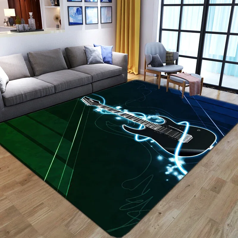 Colorful Guitar Carpets For Living Room Non-Slip Area Rugs Bedroom bedside Home Decoration Washable Floor Mats Kids Play Rug