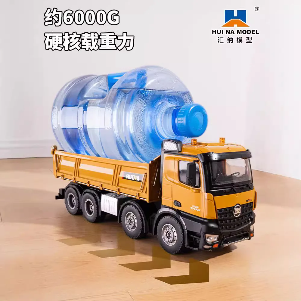 12-Channel Huina 536 Remote Control Truck Alloy Full Proportion With Light 8 Wheel Heavy Engineering Self-Unloading Rc Truck Toy 2