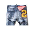 Men's Jeans Tattered Paint Men's Slim Hole Badge Stretch Jeans Retro Men's High Street Can Be Worn All Year Round 6