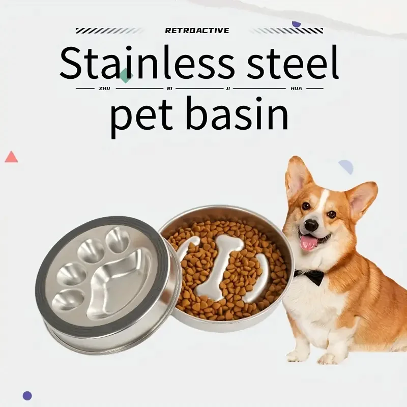 Premium Stainless Steel Pet Bowl Cervical Spine Protection for Dogs & Cats Pet Choke and Choke Prevention Slow Food Bowl 6