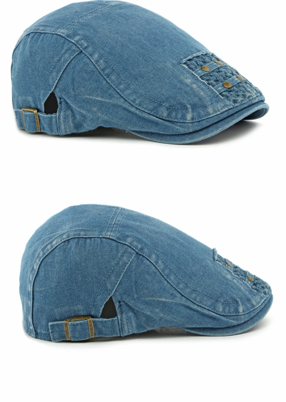 HT4862 Berets für Männer Frauen Neue Alle Jahreszeiten Denim Baskenmütze Mütze Männlich Weiblich Baumwolle Ivy Flache Kappe Einstellbar Künstler Maler Baskenmütze Hut – Detail 8