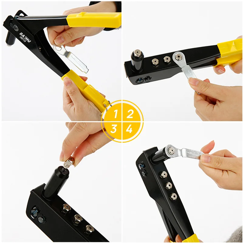 4 in 1 Single Hand Blind Rivet Guns Nose Piece Manual Riveting Riveter Tool Hand Tools rivet gun rivet gun set rivet gun part