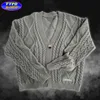 Autumn Knitted V-neck Long Sleeve Women's Grey Cardigans Winter Keep Warm Sweater Coat Fashion Solid Casual Tops 2024 5