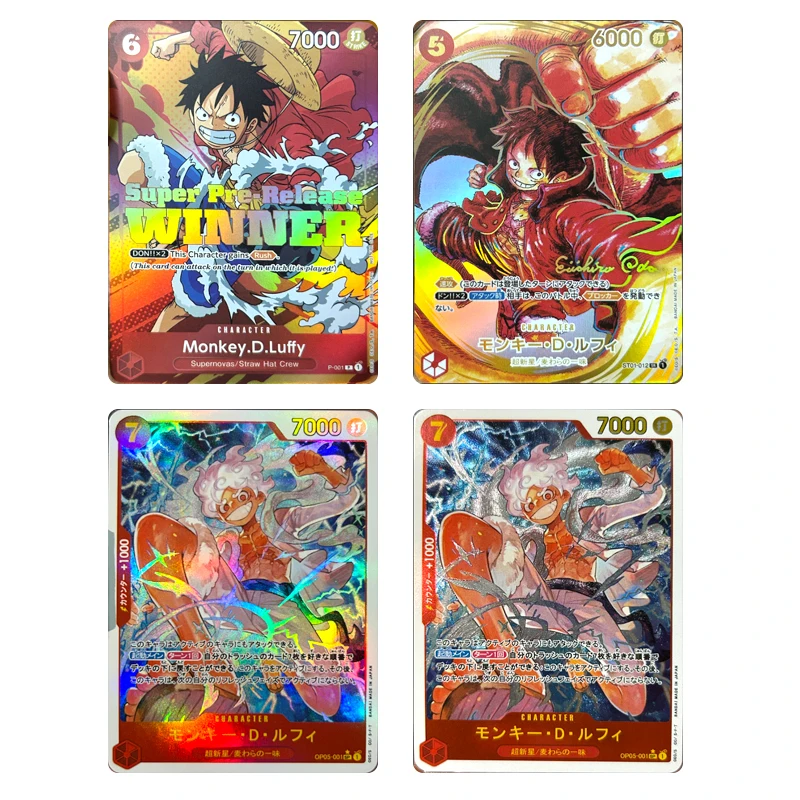 Fai Da Te One Piece Op05 Monkey D Rufy Anime Character Abbronzante Rare Collection Flash Card Cartoon Board Game Toy Card Regalo Di Natale