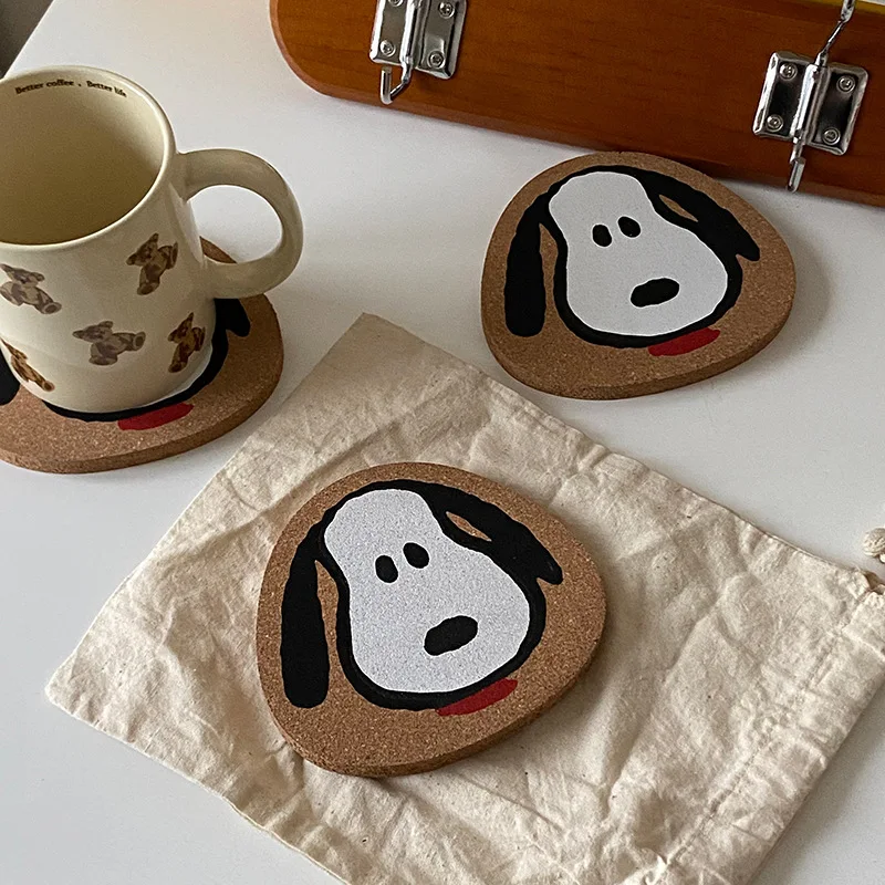 Cute Snoopy Cork Japan Style Coffee Cup Coaster Cartoon Anime Heat Insulation Table Mat for Tea Milk Mug Home Decors Accessories 4