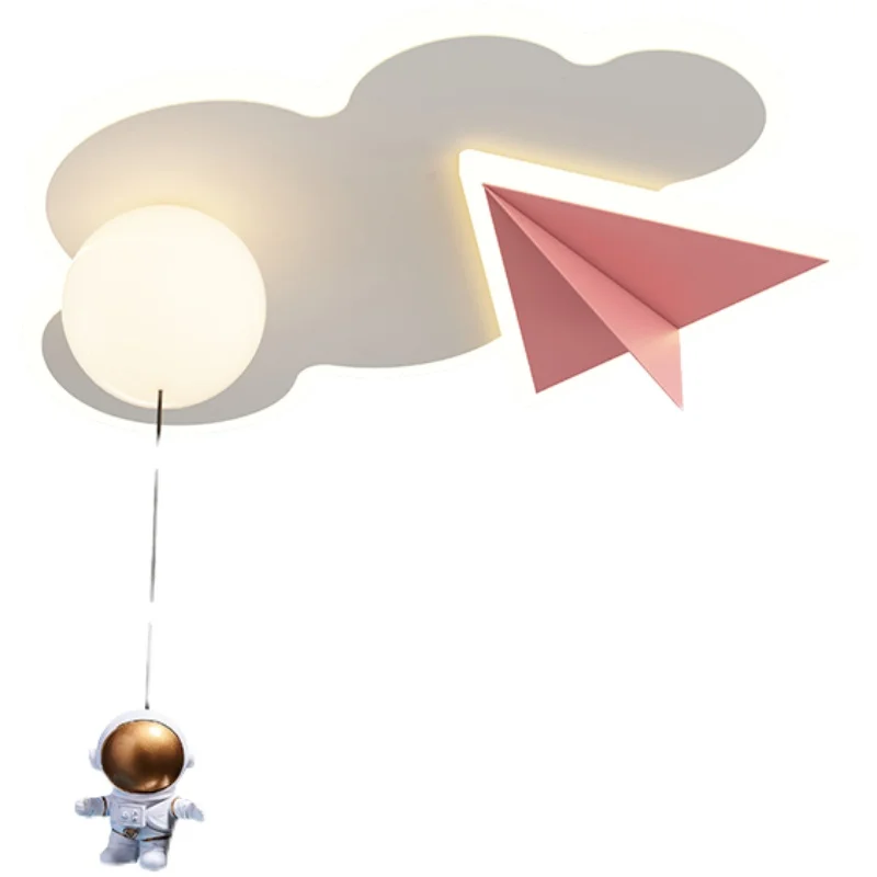 

Modern Children's Bedroom LED Top MALE Girl White Cloud Paper Airplane Cartoon Space Astronaut Planet Decoration Light Fixtures