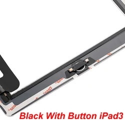 Premium Touchscreen Digitizer Replacement for iPad - Durable Outer Glass Panel (Black With Button i3)