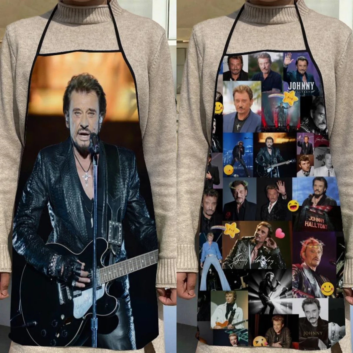 

Johnny Hallyday Aprons Home Coffee Shop Cleaning Aprons Anti-Dirty Kitchen Accessories For Men Women 50x75cm,68x95cm Funy Gift