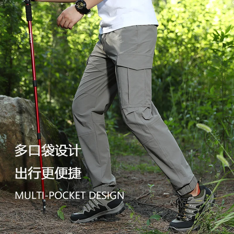 7XL Mens Quick Dry Stretch Cargo Pants Plus Size Waterproof Multi-pockets Overalls Trousers Outdoor Hiking Climbing Sports Pants