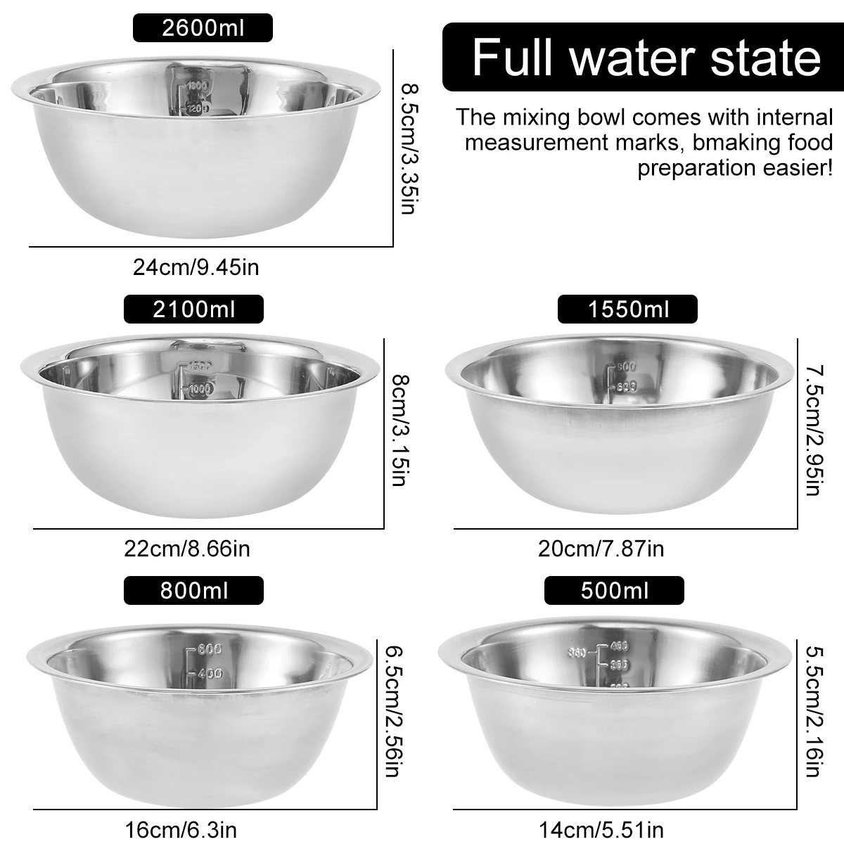 16 Quart Large Stainless Steel Mixing Bowl Baking Bowl, Flat Base