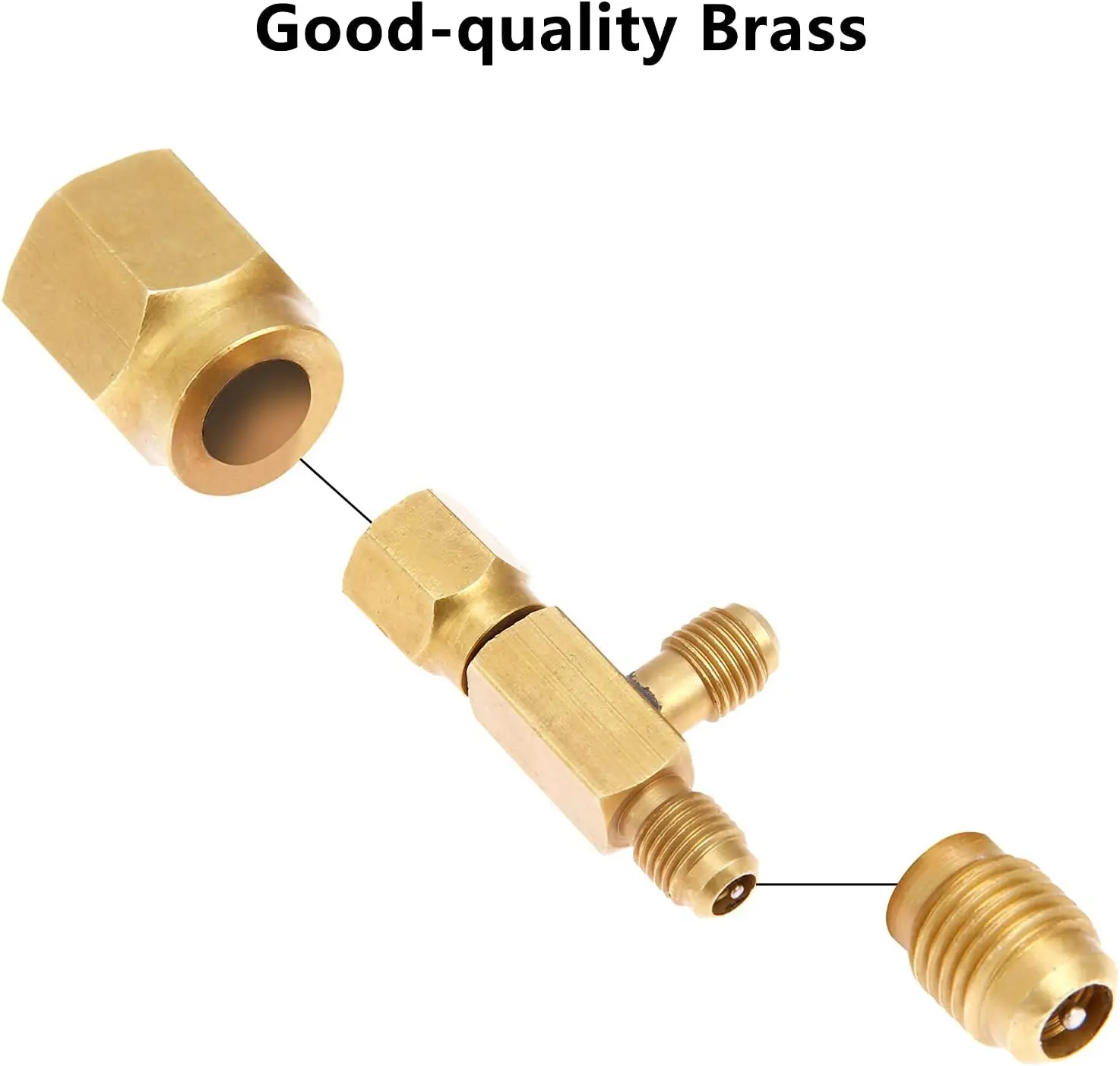 2Pcs Quick Coupler Access Tee 1/4\'\' Valves Core Tee Adapter with Swivel Connector Fits for Gauge Deep Vacuum Pump Manifold