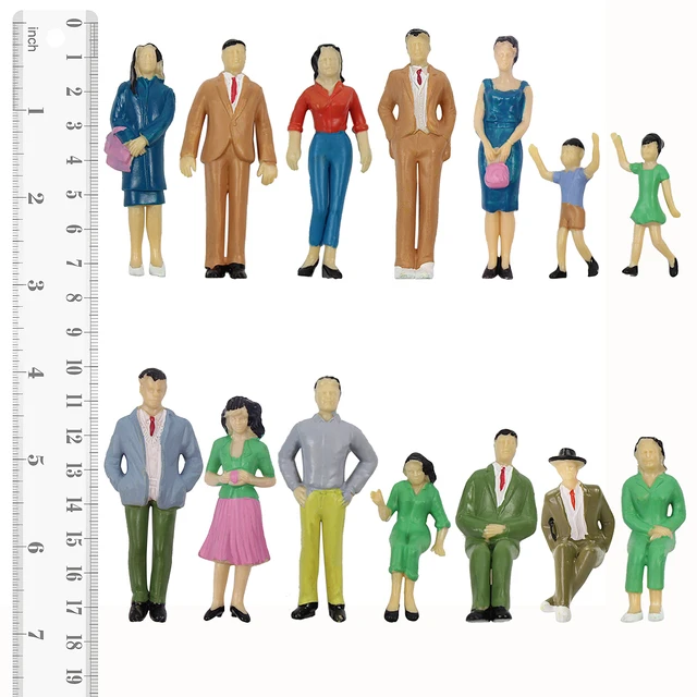 100-Piece N Scale Model Train Figures - Painted People Standing & Seated, 1:160 Scale