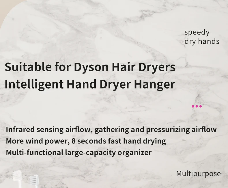 Description Picture 4 of itemWall Mounted Hair Dryer Holder For Iconic Brand Hair Dryer Toilet Organizers For Dyson Blower Change Into Hand Dryer
