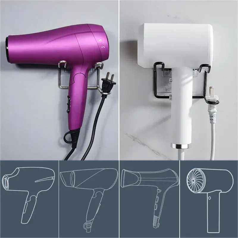 Hair Dryer Holder Rack Wall Mounted Hair Straightener Dryer Holders Bathroom Organizer Storage Rack Shelf Bathroom Accessories 4