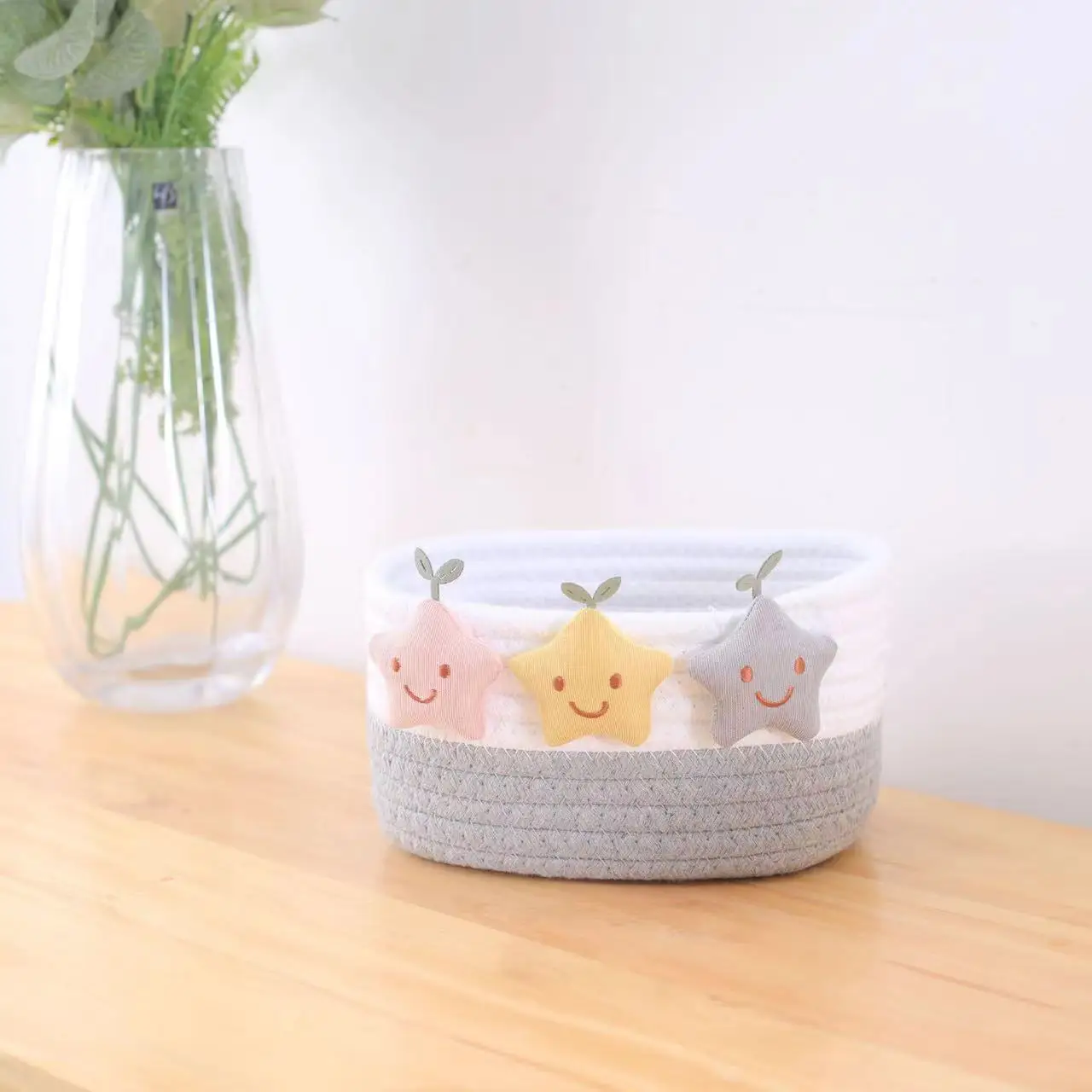 2 pieces of L+M woven basket table storage, cosmetics storage box, storage basket, bedside key table storage basket 2