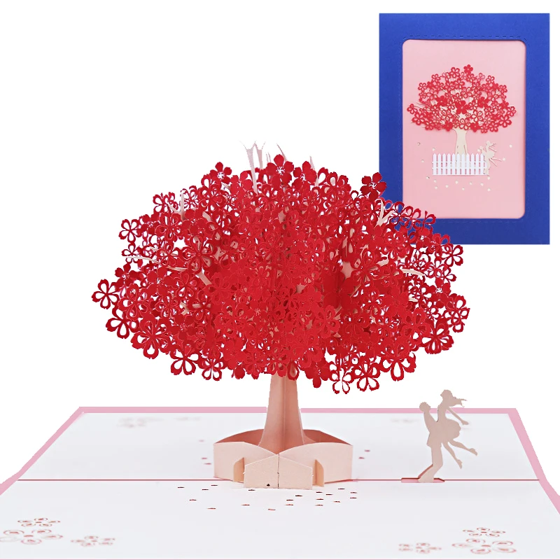 3D Sakura Cherry Blossom Pop Up Greeting Card, Valentine's Day, Thank You Cards, Wedding Invitation, Missing You Card, Gifts
