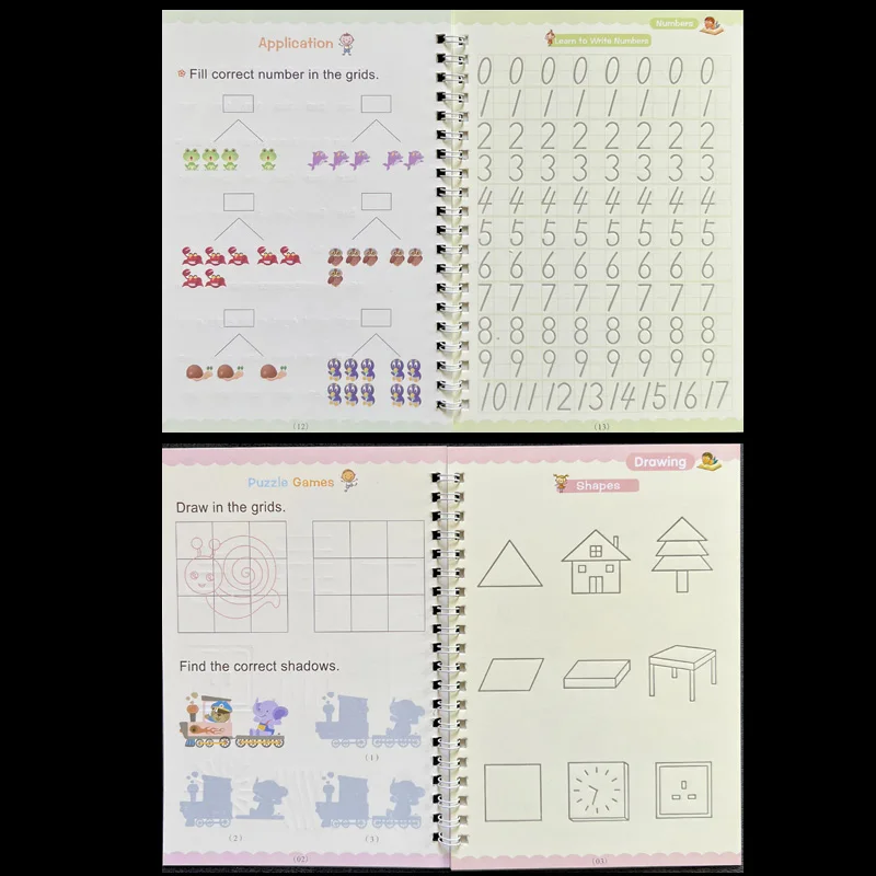 4pcs Sank Magic Practice Copybook Pen Preschools Kids Calligraphy English Verison Free Wiping Children Reusable Writing Book 6