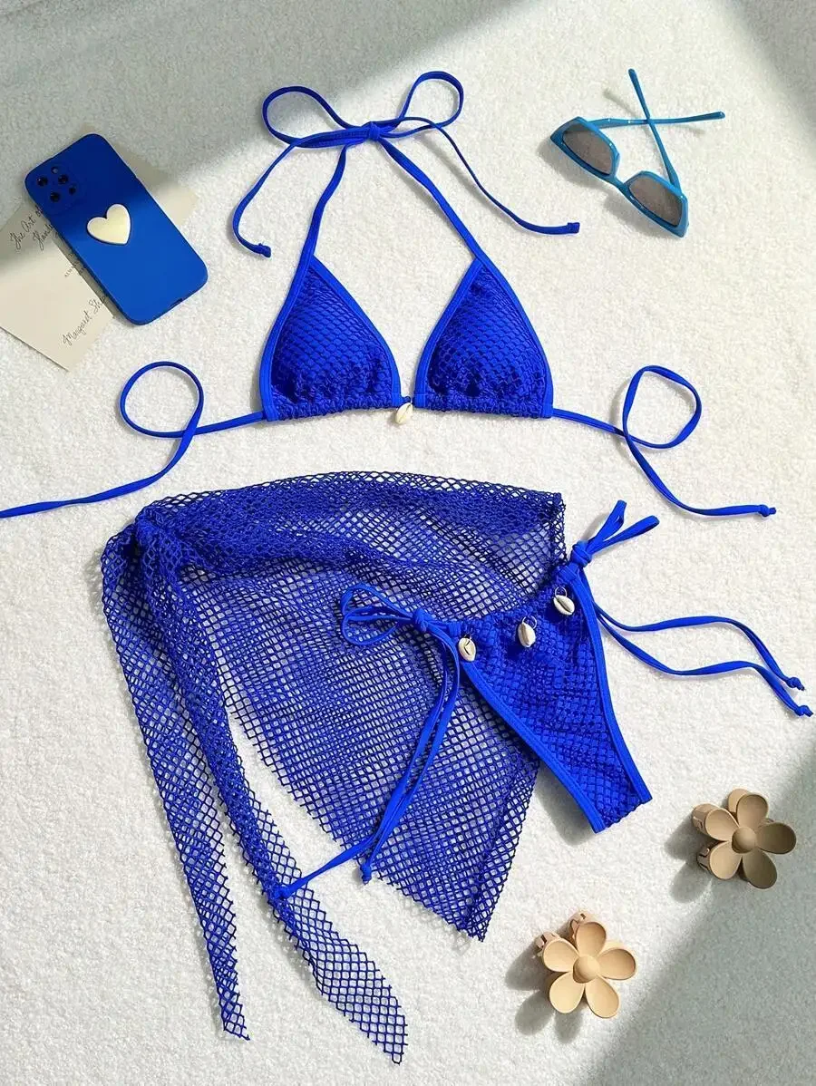 Three-Piece Womens Bikini Set - Sexy Beach Swimsuit for Pool Sun