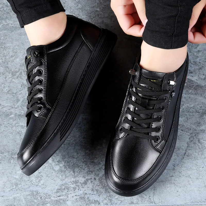 Genuine Leather Shoes Men Footwear Soft Leather Mens Casual Flat Black Brown