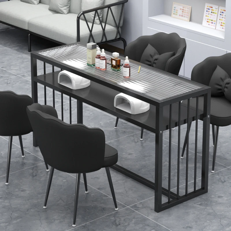 

Makeup Black Nail Tables Design Simple Square Nordic Manicure Tables Metal Exquisite Manicure Tafel Nails Salon Furniture CM50ZJ