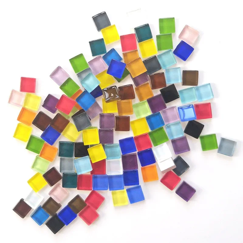 Description Picture 5 of item100pcs(100g/3.5oz) Square Glass Mosaic Tiles 1cm/0.39in 0.4cm/0.15in Thickness DIY Craft Tile Mosaic Making Materials