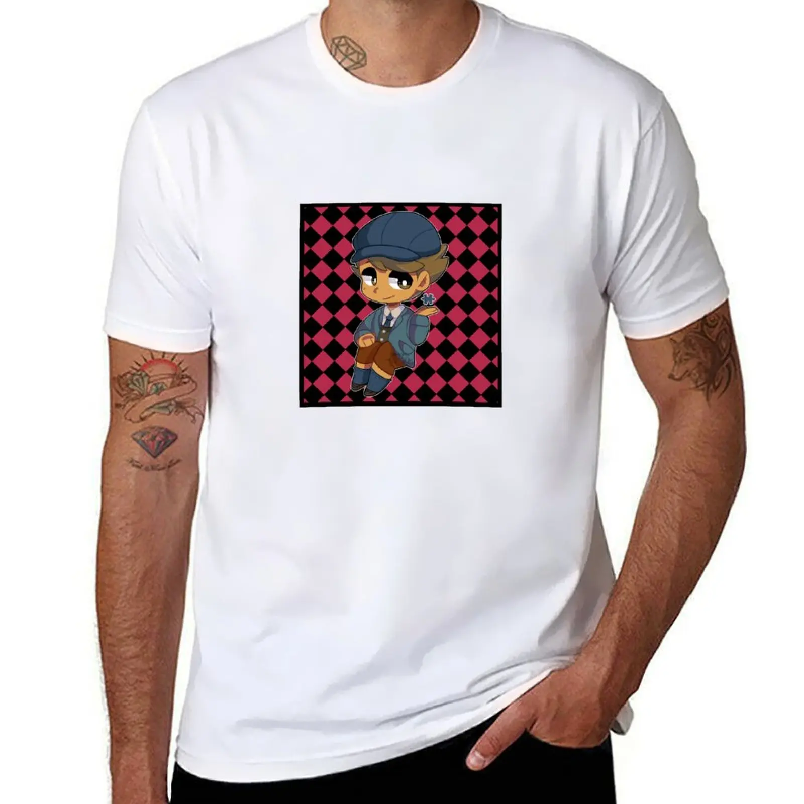 Clive Professor Layton T-Shirt Animal Prinfor Boys Quick Drying Kawaii Clothes Customs Men Clothing