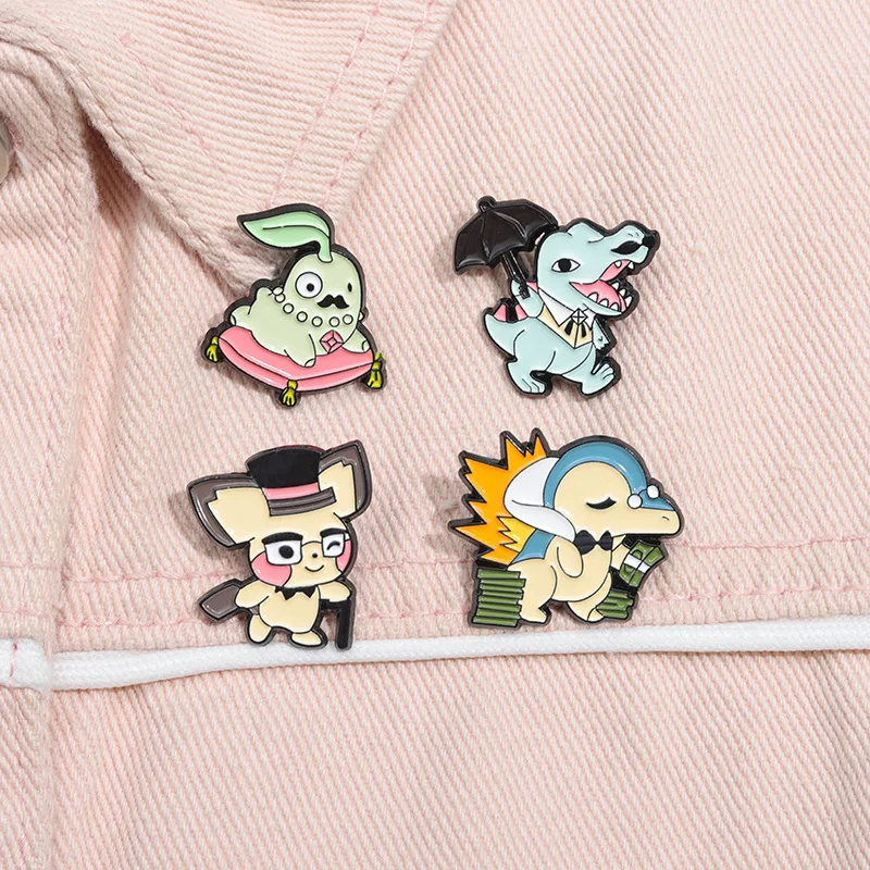 Classic Cartoon Animal Brooch Pins Cute Dinosaur Frog Turtle And Bear Badge Enamel Brooches Jewelry Cosplay Gift For Friends