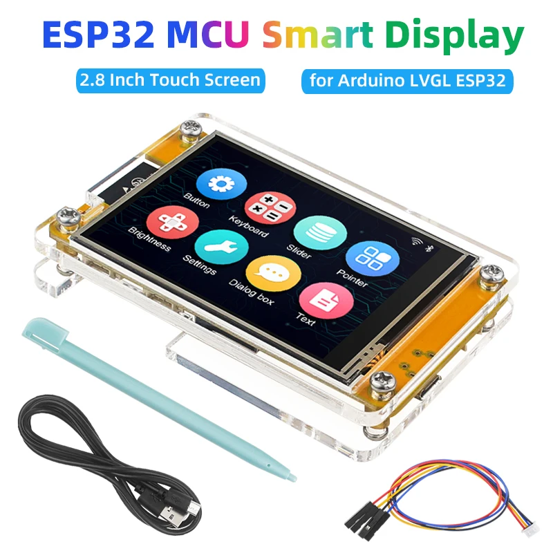 Placa de Desenvolvimento Esp32 com Touch Screen Módulo Tft Lcd Wifi e Bluetooth Caixa Acrílica Opcional Lvgl Esp-wroom 2.8 in