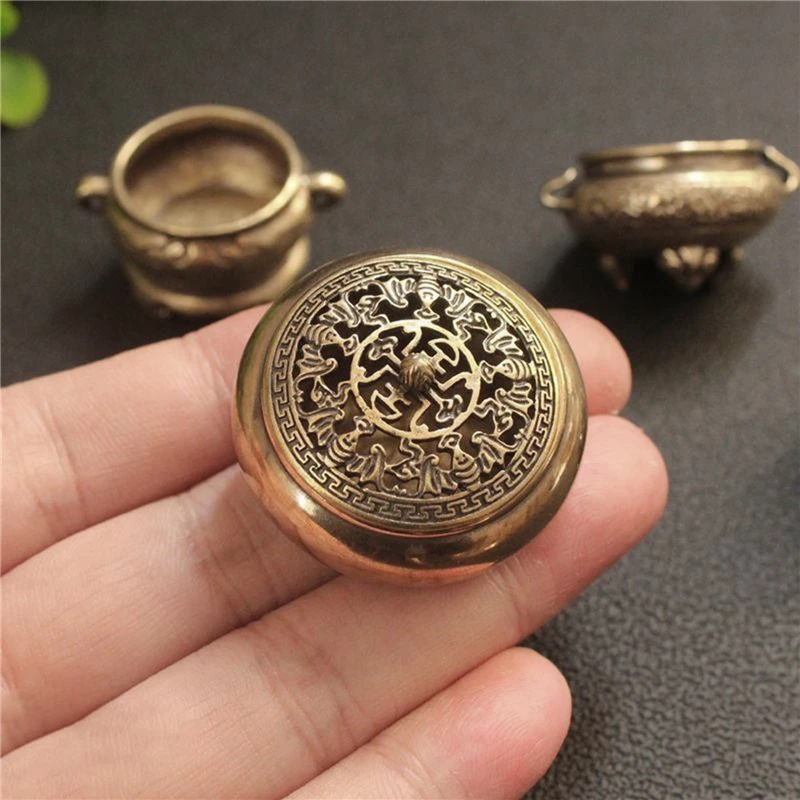 Brûleur d'encens lotus bouddhiste en alliage de cuivre, décoration pour maison et bureau