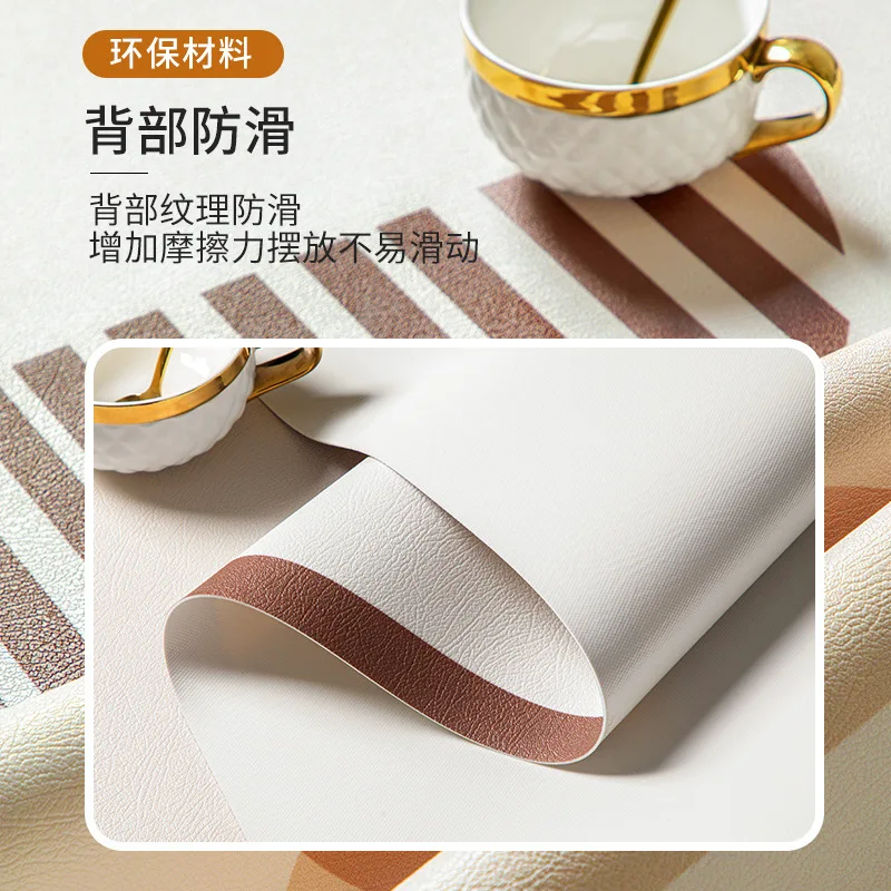 Nappe ronde en cuir imperméable et résistante à l'huile, Anti-brûlure, insonorisée, tapis de Table à manger pour la maison, bureau