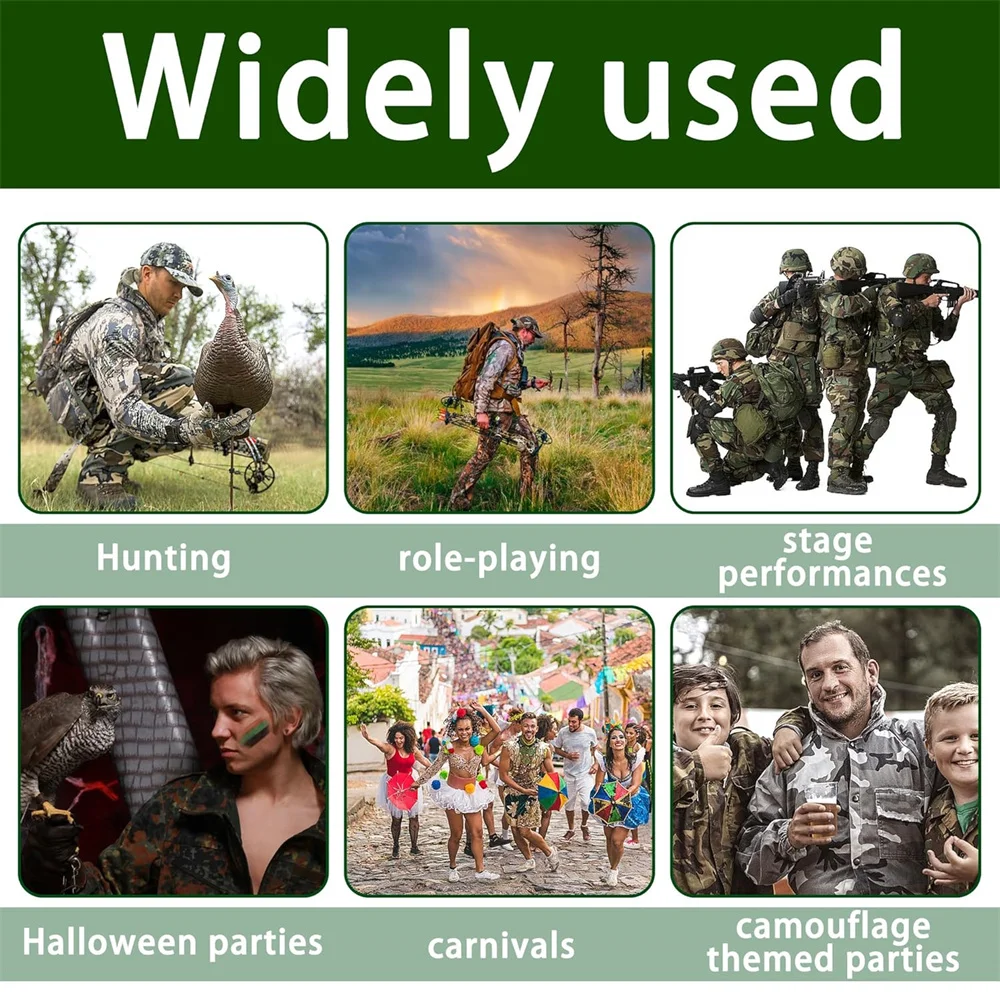 Camo Face Paint 3 Color Camouflage Hunting Face Painting Black Green Brown Hunting Makeup Stick for Themed Party CS Wargame 6Pcs