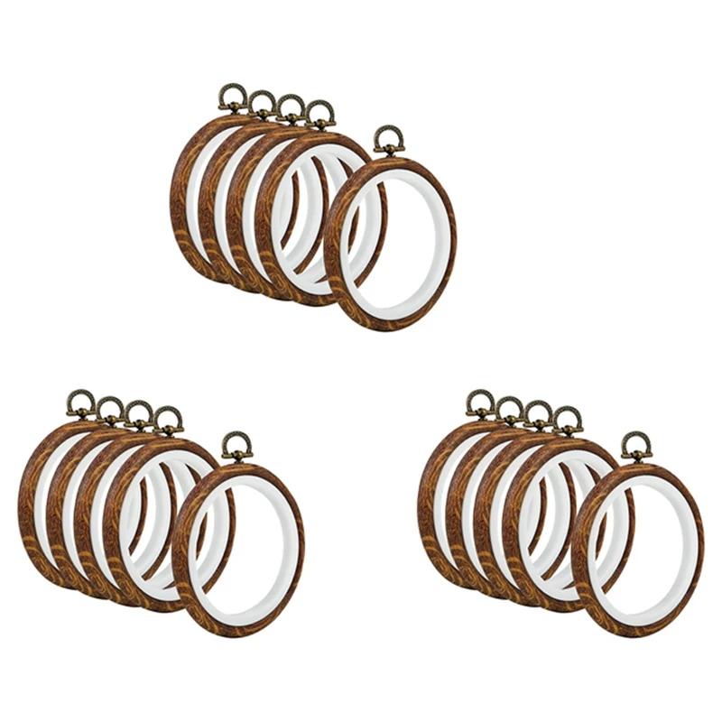 

15Pcs Embroidery Hoops Imitated Wood Embroidery Circle Round Display Frame Circle For Art Craft Sewing And Hanging
