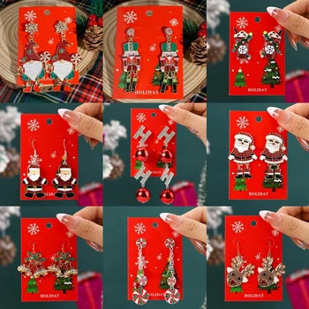2025 New Fashion Christmas Collection Earrings Elk Shining Rhinestone Earrings Women's New Year Charm Temperament Jewelry