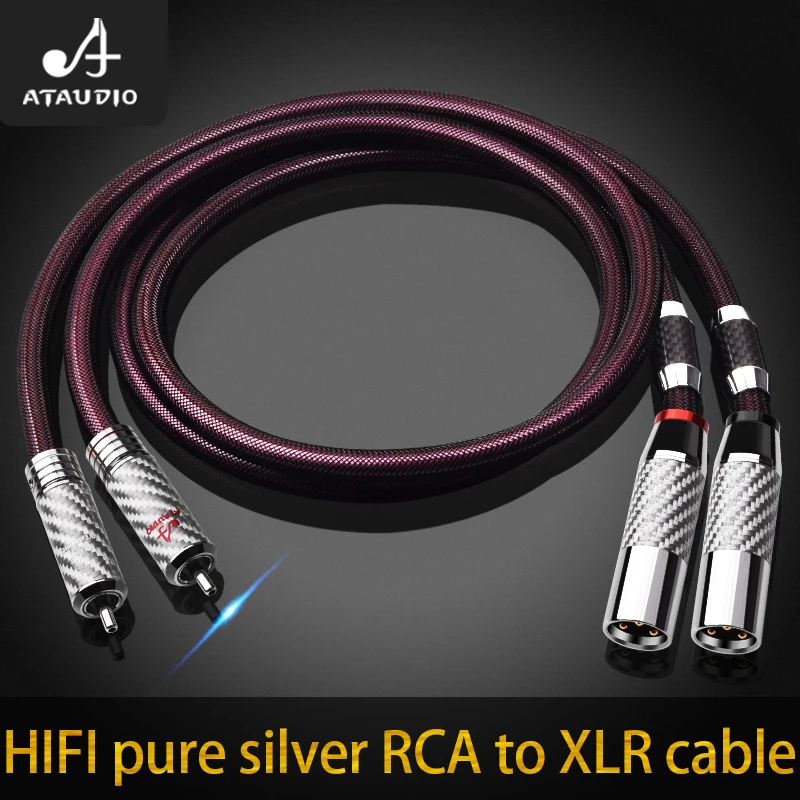 

Аудиокабель ATAUDIO HIFI 2RCA «папа»-«мама» 2XLR с высокопроизводительным покрытием и штекером 5u, чистый серебристый сердечник, аудиокабель для PA DVD
