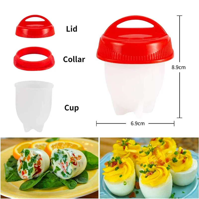 BPA Free Silicone Egg Boiler Steamer Non-stick Silicone Egg Cook Cups 3/6pcs Fast Poacher for Breakfast Kitchen Cooking Tool