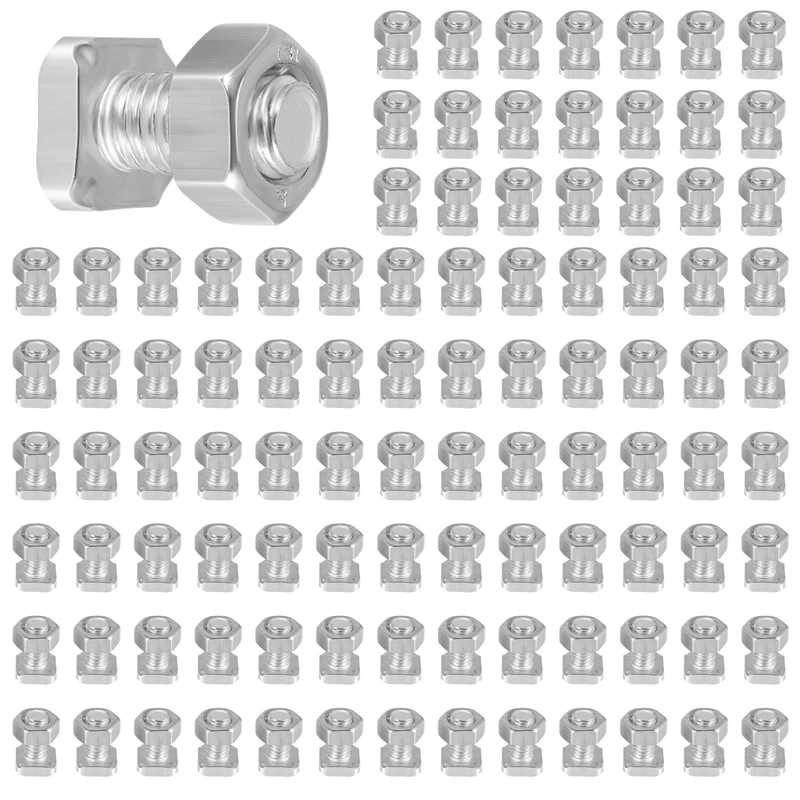 ABZV-50 Packs Greenhouse Nuts and Bolts Square Head Bolts Nuts Greenhouse Repair Kit Parts Replacement Garden Supplies