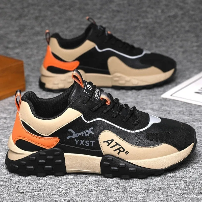 Men's Pilot Sport Shoes Spring Trend Soft Bottom Running Casual Cotton Shoes Leather Surface Comfortable Flat Heel Slip-On