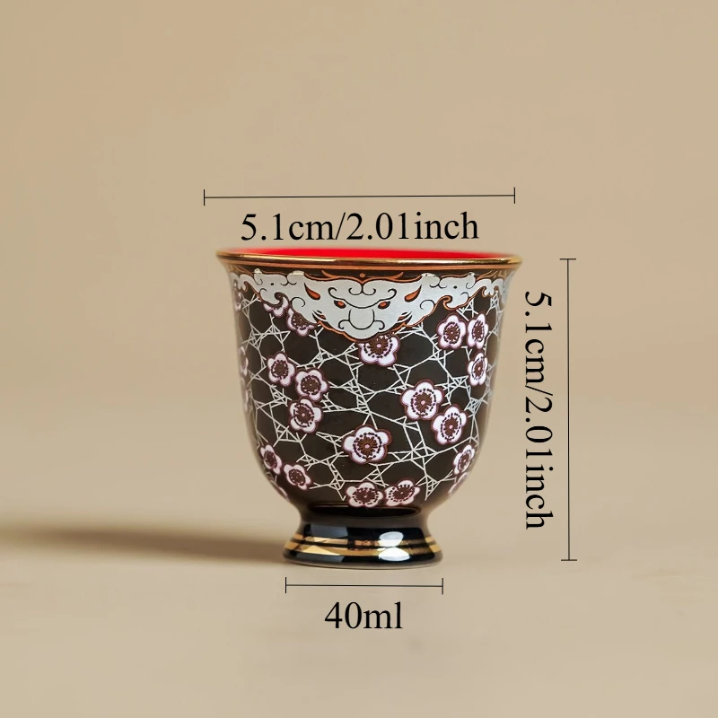 Black Glaze Teacup Silver Cracks Ceramic Tea Cup Chinese Kungfu Tea Set Small Drinking Cup Good Fortune Gift for Tea Lovers