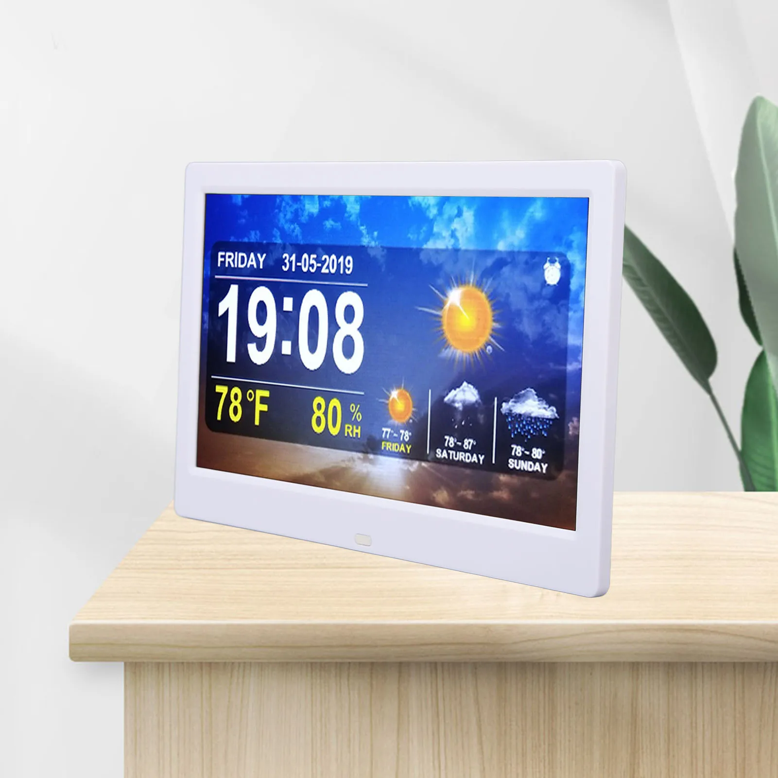 Adjustable Brightness Weather Clock Color Display Alarm Clock 16MB 100-240V for Living Room digital calendar clock