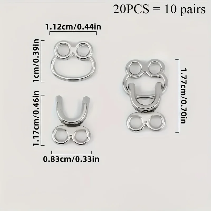 50세트 금속 합금 투명 클래스프 훅앤아이 잠금장치 DIY 바느질용 핸드백 바지 스커트용 투명 고정장치