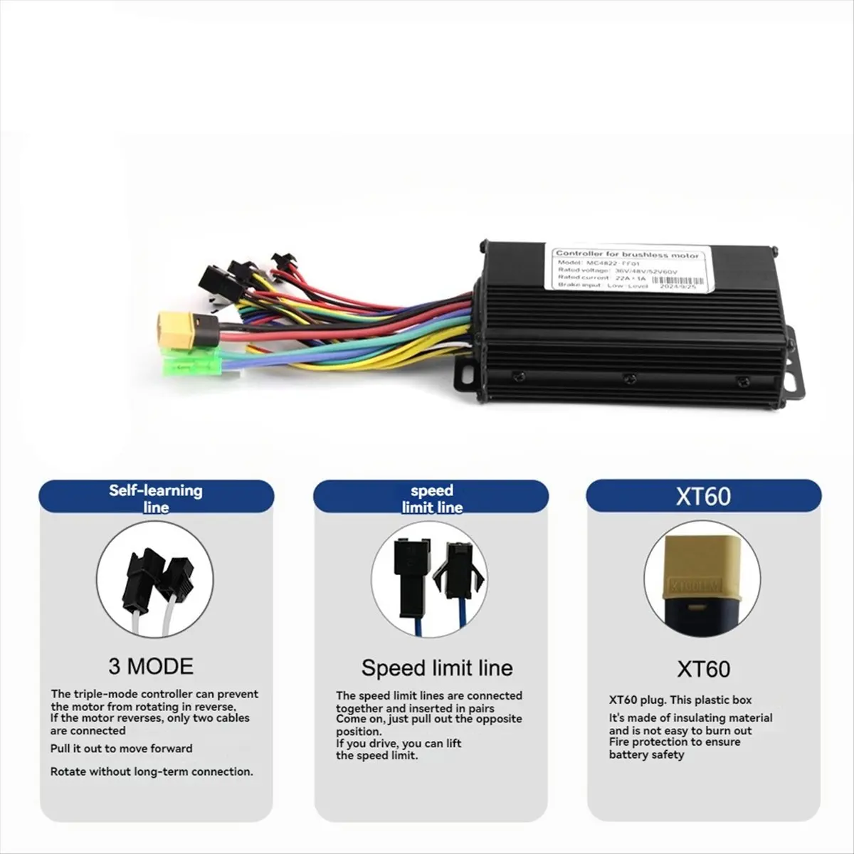 A40I 전기자전거 3모드 36V 48V 52V 60V 22A 컨트롤러 11튜브 500W 모터용 전동 스쿠터 부품 전기자전거 컨트롤러