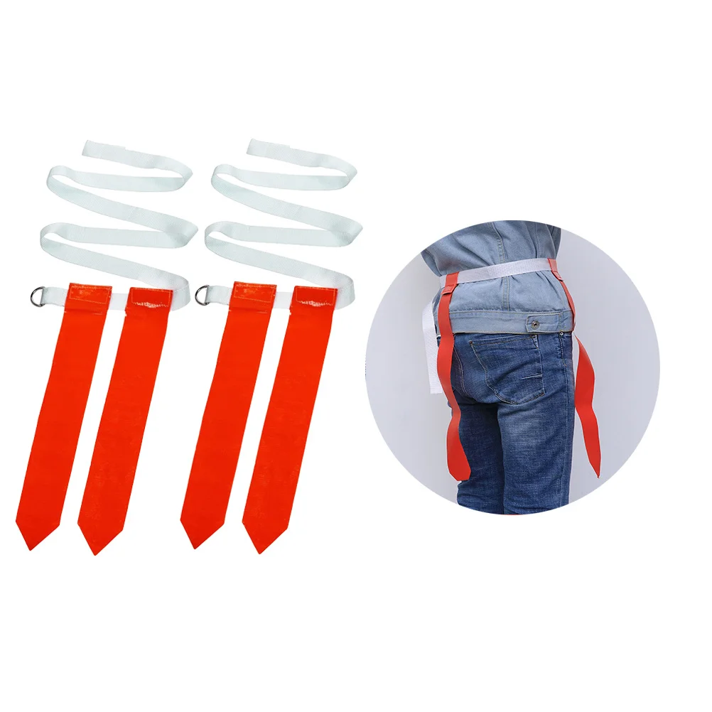 4Pcs American Football Waist Belt Flag Type Nylon Rugby Training Ribbon Game Streamer Set with Red Flags for Children view 2